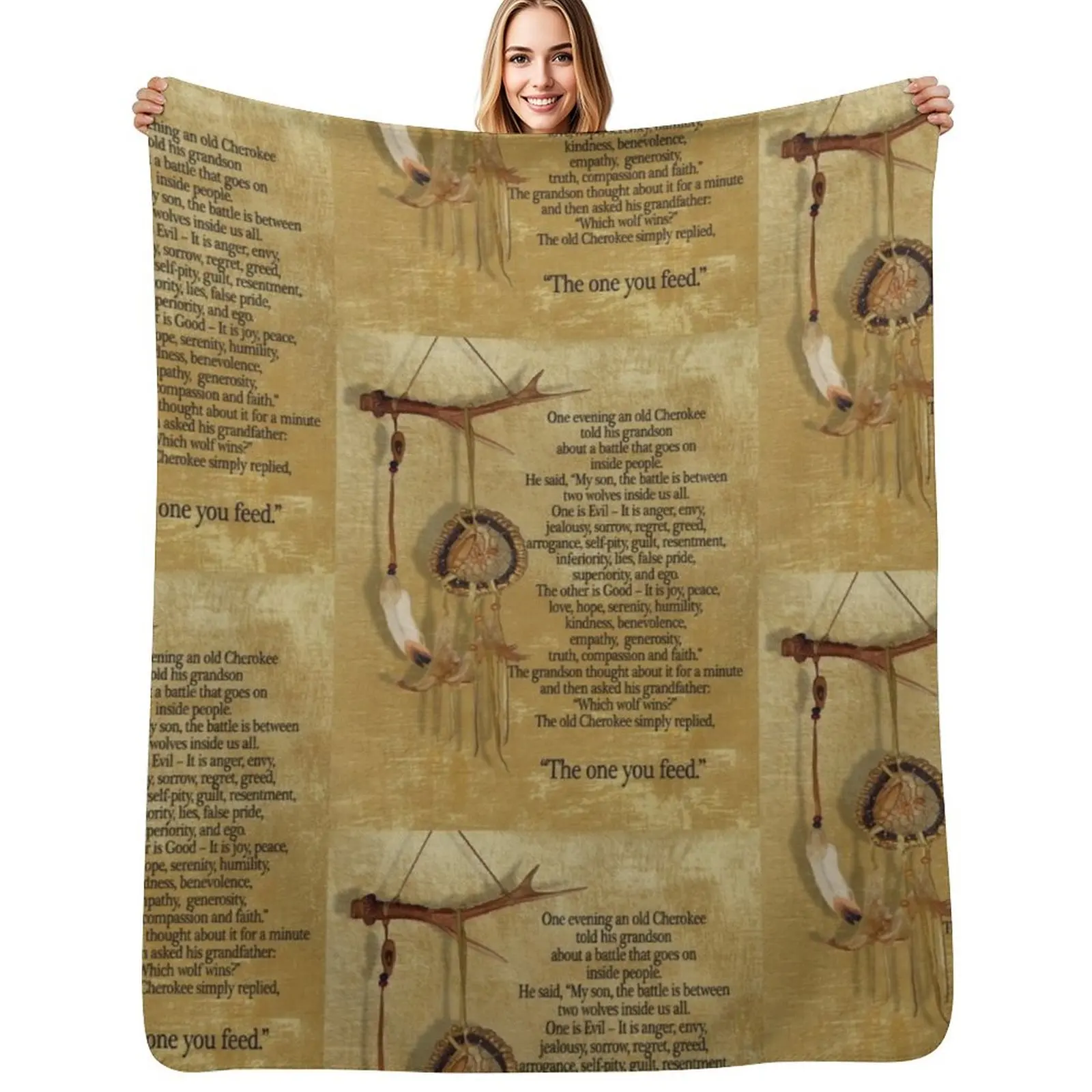 The Two wolves, Cherokee proverb Throw Blanket Lightweight Cozy Blanket for Bed Sofa