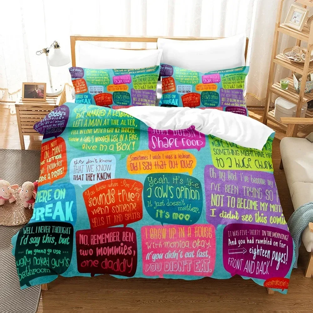 

Luxury New 3D Print Friends TV Movie Duvet Cover Set Full Queen King Size Comforter Cover Bed Linen Quilt Cover Set