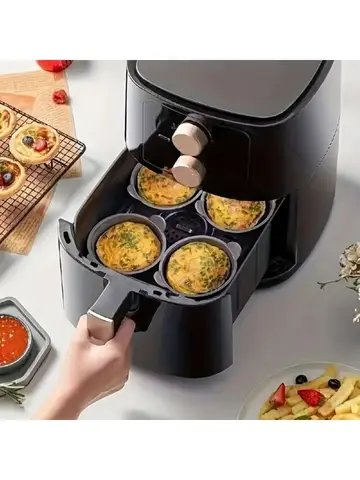 4 piezas de tazas de silicona para freidora de aire, tazas para cocinar huevos, cocina de huevos de silicona, molde de silicona de calidad alimentaria, molde de silicona para hornear reutilizable