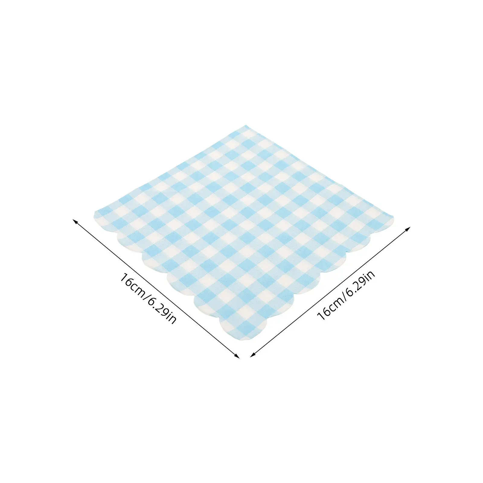 100 Sheets Blue Checkered Disposable Napkins Lace Edge Elegant Decorative Wedding Dinner Birthday Party Paper Napkins