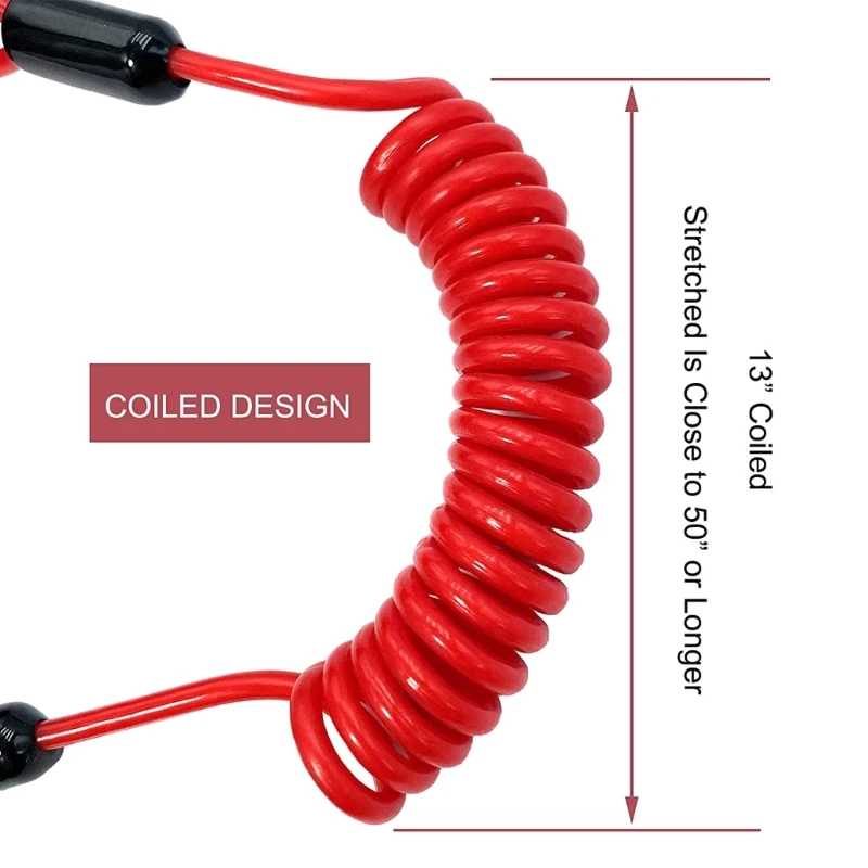U1JF Boat Engine Emergency Stop Safety Lanyard Cord Replacement for Outboard Motor 160cm/63inch Long