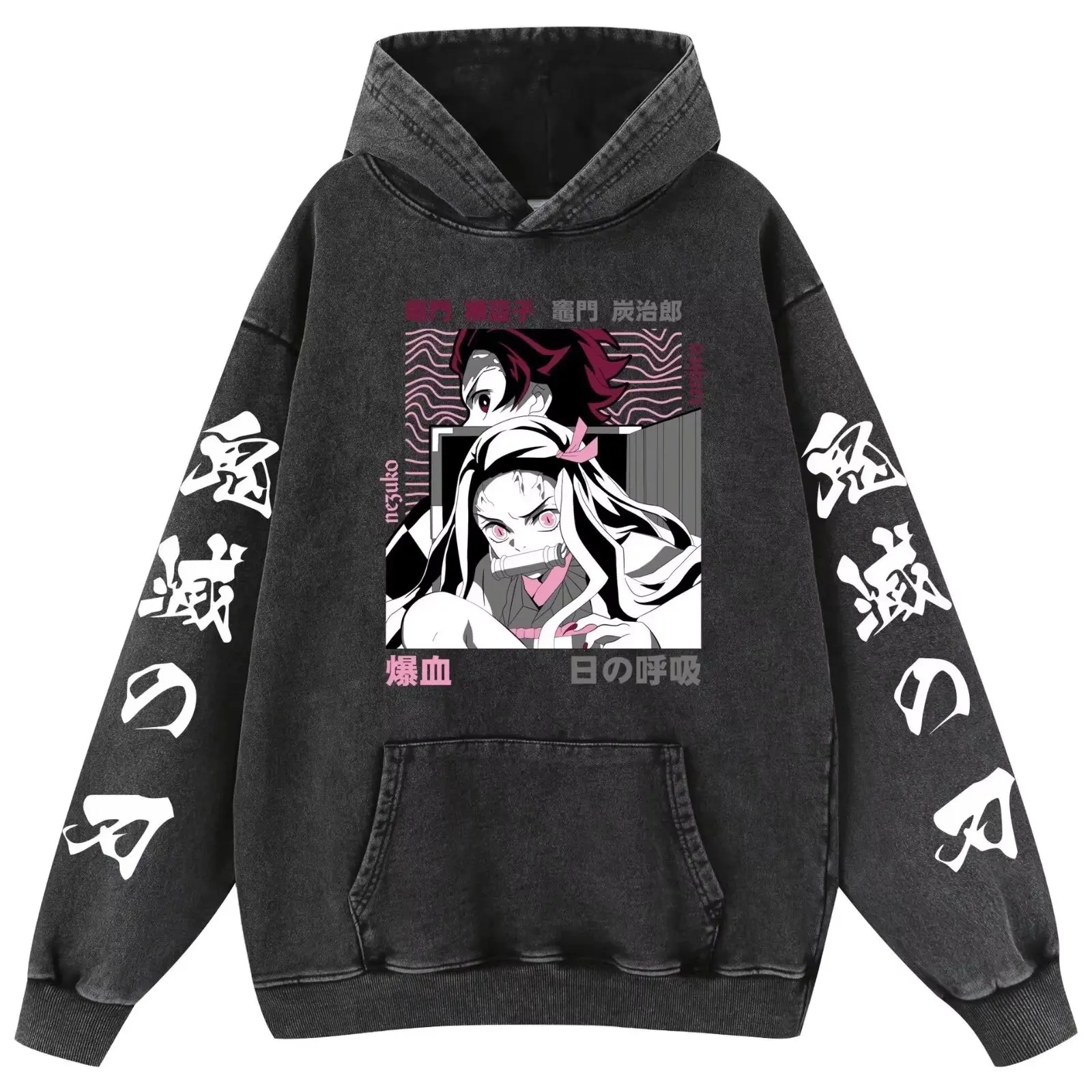 

Oversized Vintage Demon Slayer Anime Hooded Men Women Washed Hoodies Sweatshirt Kanroji Mitsuri Print Streetwear Y2k Harajuku