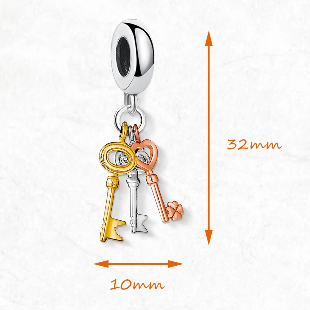 Fashion Hot Keys Pendant Dangle Charm For Women Brand New 925 Sterling Silver Romantic Jewelry Gift