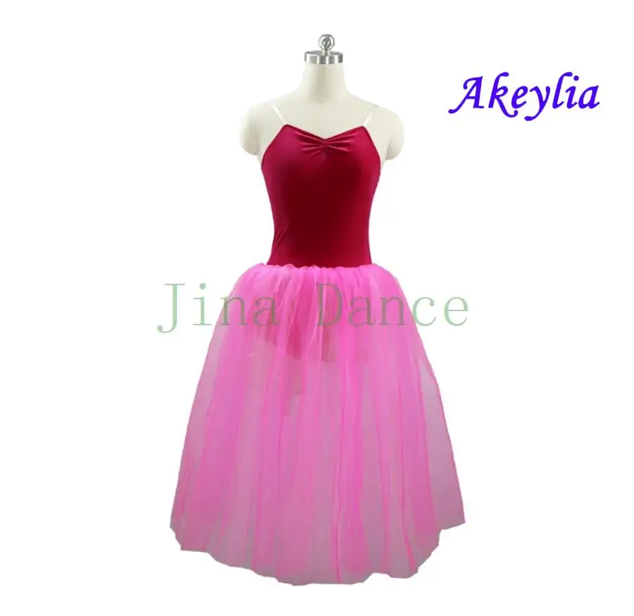 

Rose Red Romantic Ballet Tutu blue green Rehearsal Practice Dress Swan Lake Costume For Women Long Tulle Dress Leotard Gymnastic