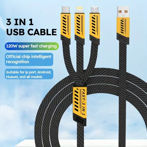 120W 3 इन 1MFi डेटा केबल मेचा-टाइप डेटा केबल Iphone Samsung Huawei Xiaomi मल्टी पोर्ट मल्टीपल चार्जिंग वायर के लिए उपयुक्त 8 best sales सैमसंग केबल - №5