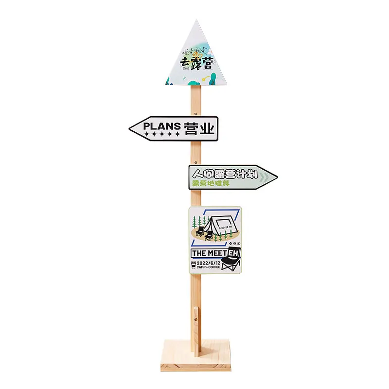 yjq guide sign wedding camping vertical sign scenic spot supermarket solid wood guide sign