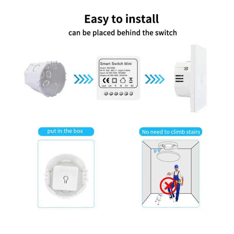 สวิตช์ WiFi Smart Mini 16A สําหรับควบคุมไฟและเครื่องใช้ไฟฟ้า