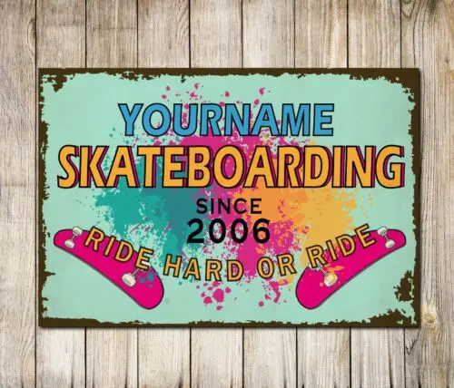 PERSONALISED Skateboarding Sign Skate Ramp Custom Gift Wall Decor Metal Plaque