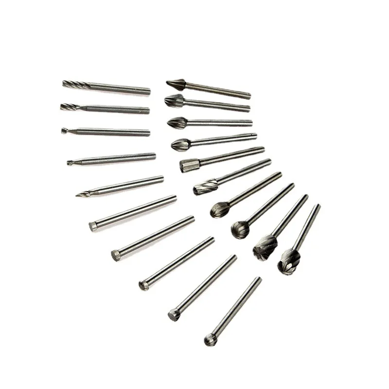 20 Pcs Durable HSS Routing Router Bits Wood Carving Milling Cutter Set  Burr Milling Cutter for Rotary Engraving Machine Tool