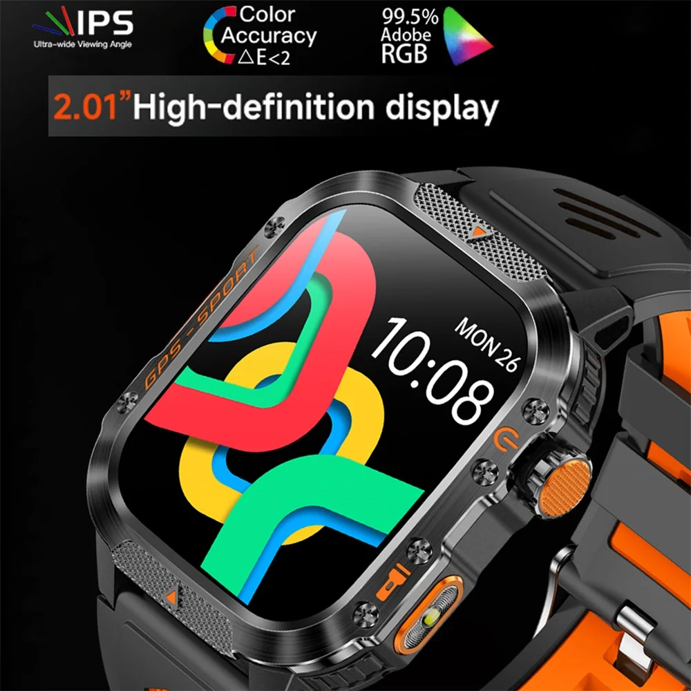 GPS Smartwatch Custom Dial Outdoor Sports Compass Call Smart Watch Waterproof Flashlight Heart Rate Health Information Reminder