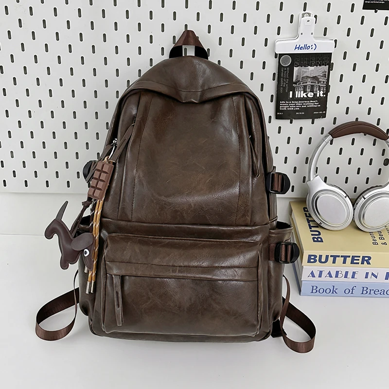 Hot Sale PU Sewing Thread Zipper Simple Large Capacity Portable Casual Bags 2026 New Solid Color Versatile Backpacks