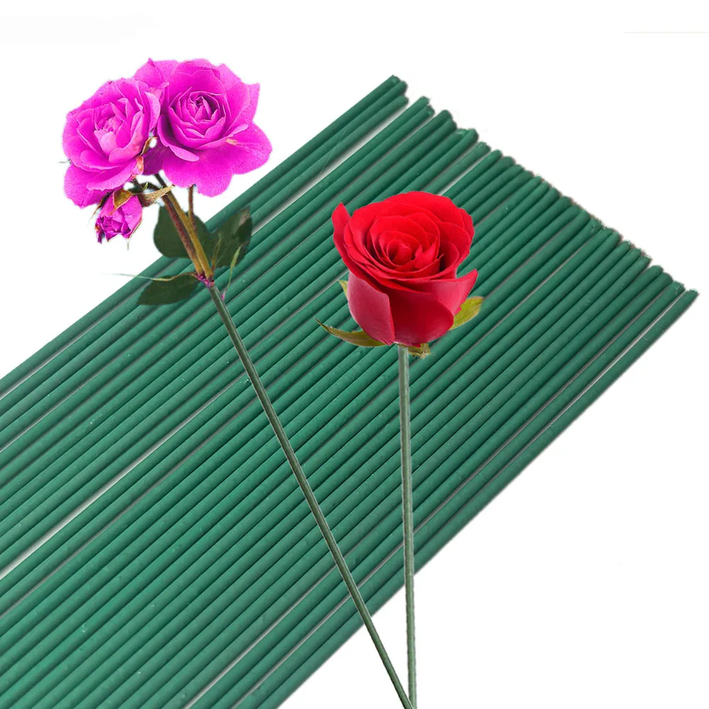 10/20/30pcs 40cm Artificial Dark Green Flower Stem DIY Floral Material Handmade Wire Stem Accessoies for Wedding Home Decoration