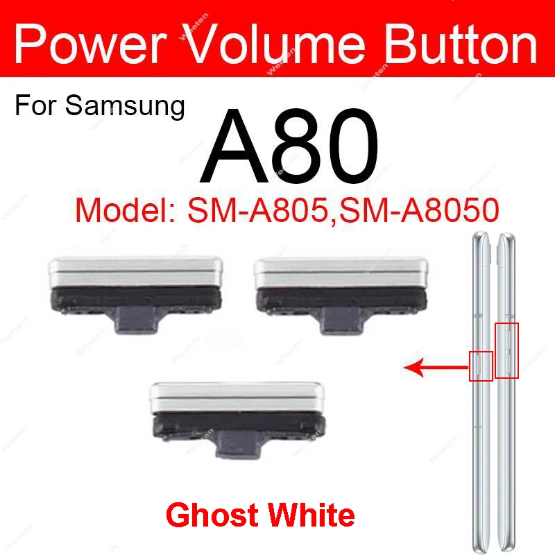 Botão liga / desliga de volume para Samsung Galaxy A80 A805F 805X A805N A8050 Botão de volume liga / desliga substituição da tecla lateral de energia