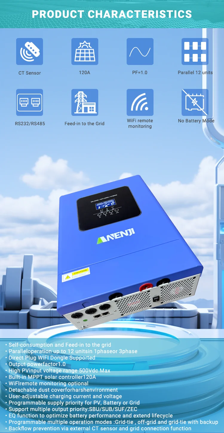 ANENJI 6,2 kW Wechselrichter 48 V Hybrid-Solar-Wechselrichter Parallel On Off Grid Reine Sinuswelle MPPT120A Solarladegerät für Solarpanel PV – Detail 8