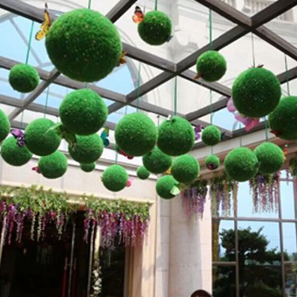 

2Pcs Artificial Topiary Ball Decor Simulation Grass Balls Hanging Plant for Living Room Garden Patio Ceiling Adornments Outdoor