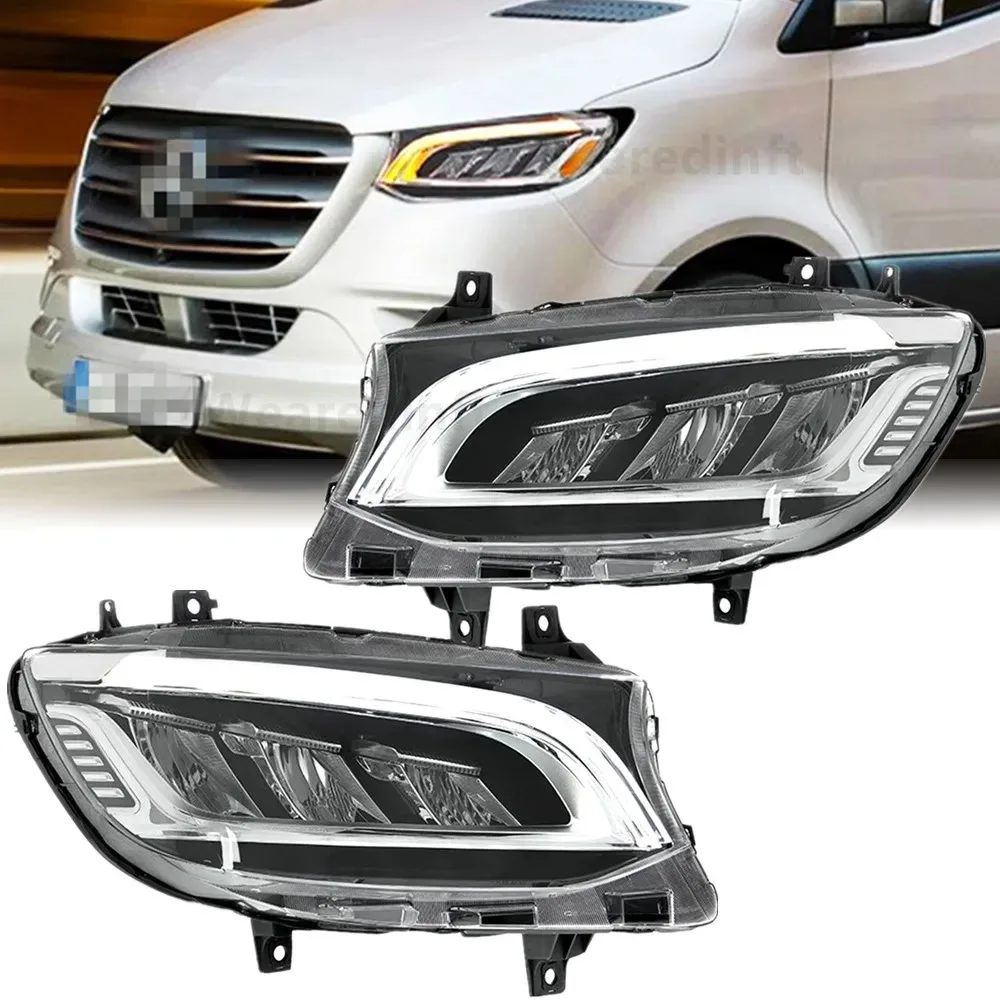 

Автомобильные светодиодные фары для Benz Sprinter 2018-2023 W907, обновленная автоматическая фара в сборе, светодиодные передние лампы высокой конфигуры, аксессуары