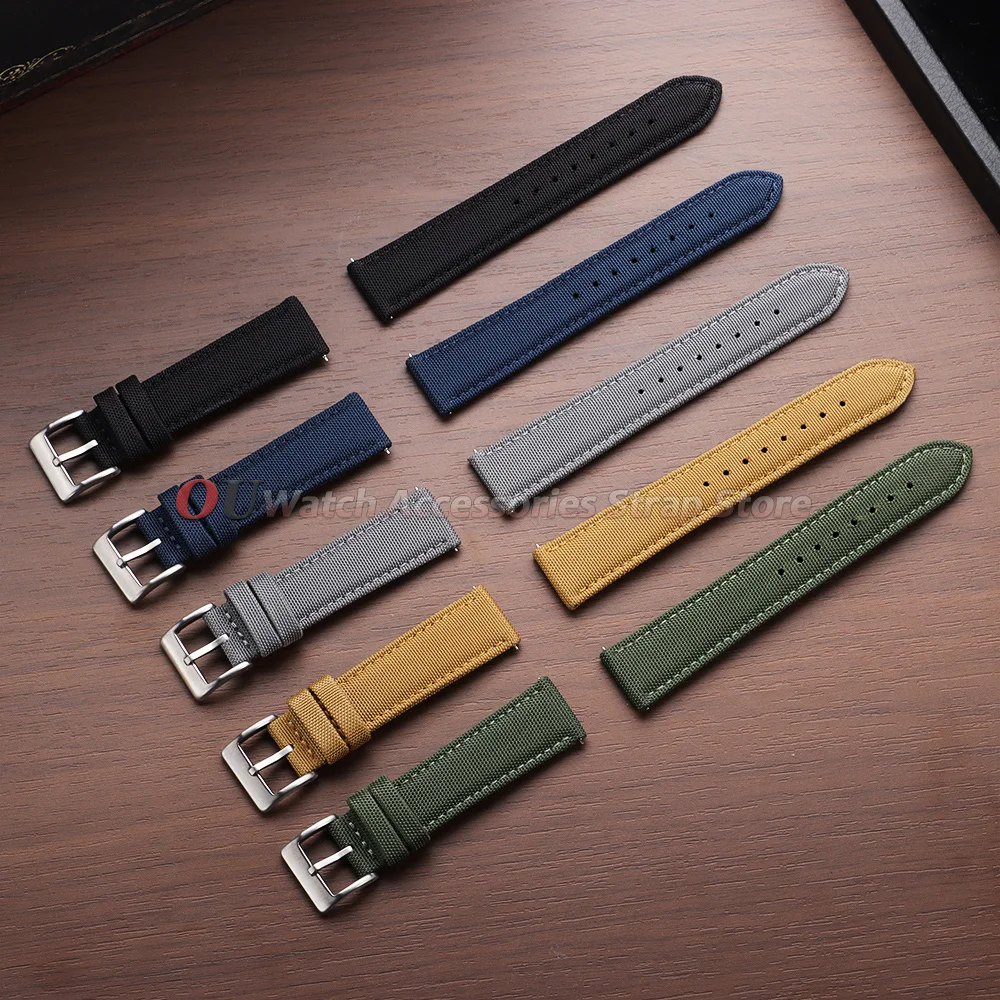 20mm 22mm Sailcloth Watch Strap for Omega Watch Bracelet Two-Sided Nylon Watchband for Men Quick Release Sport Wristband Bands