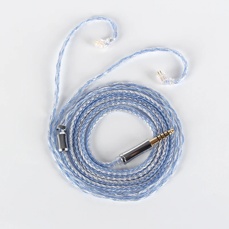 XINHS 16 Core Blue Silver Mixed 5N Single Crystal Copper Silver Plated Earphone Upgrade Cable With MMCX/0.78mm 2Pin/QDC/TFZ