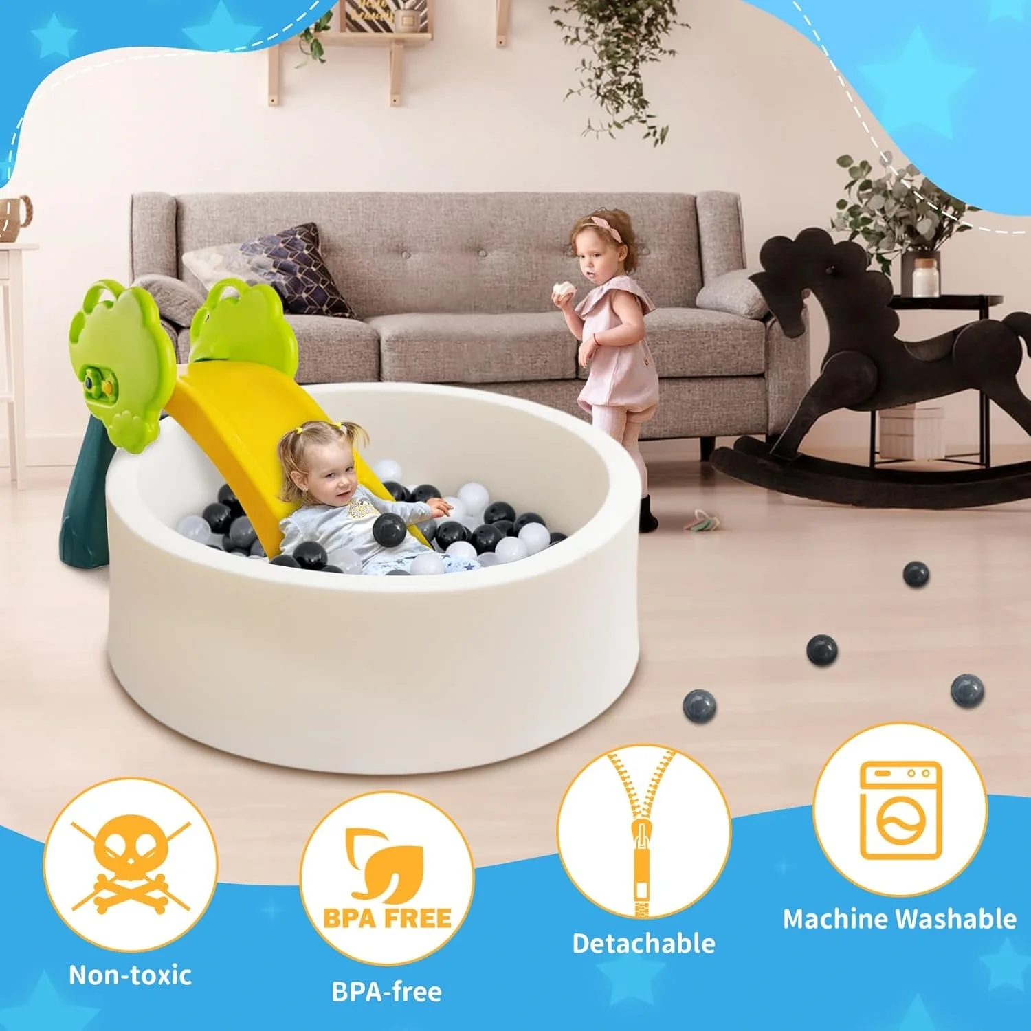 Verdikte katoenen ballenbak Babyactiviteit Hek Binnen- en buitenballenbad voor peuters 1-5 jaar Ballenbakken Speelgoed Spelletjes voor baby's