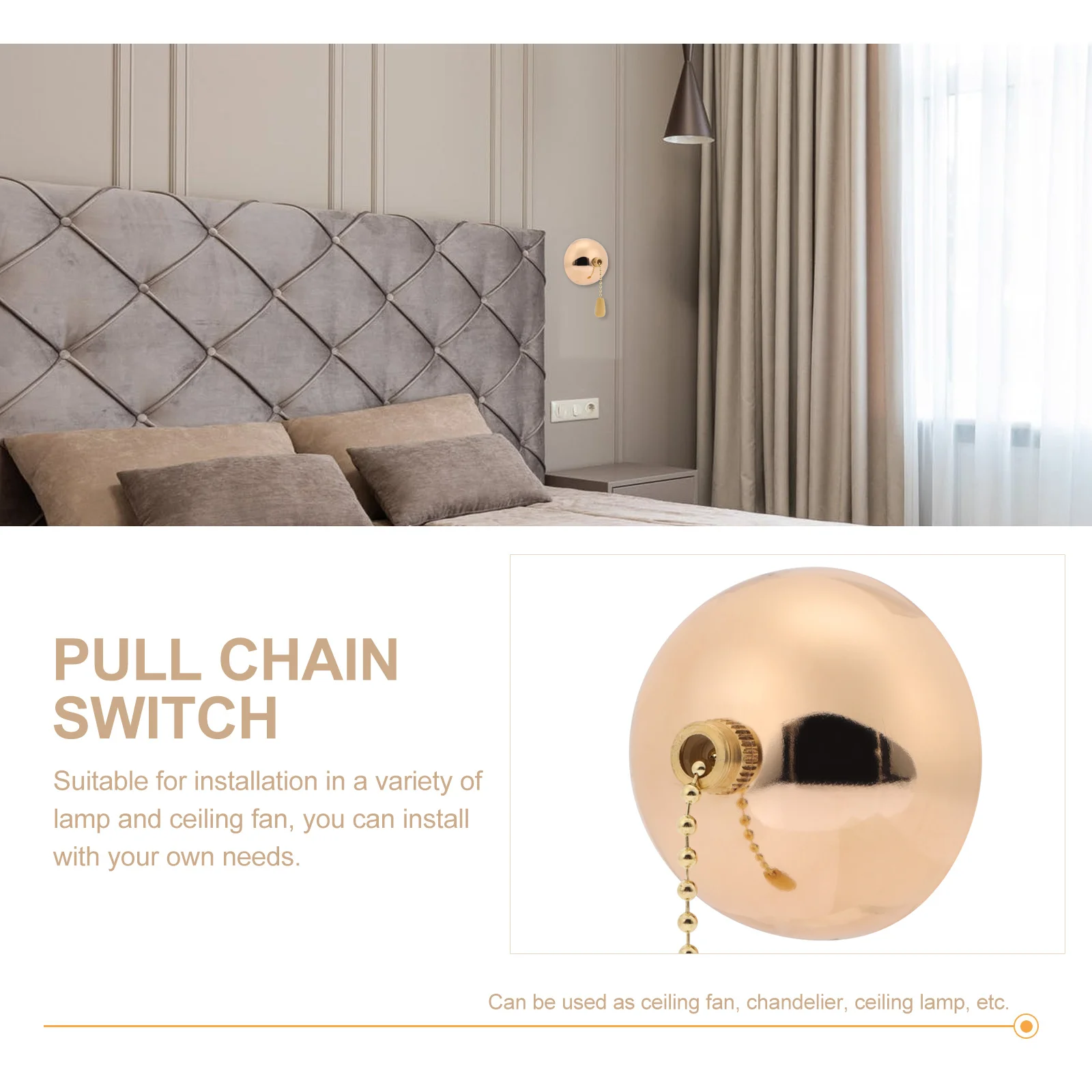 

2pcs Lamp Chain Ceiling Fan Rope Metal Light Pull Replacement Pull Cord For Chandelier Ceiling Lamp Switch Fixture