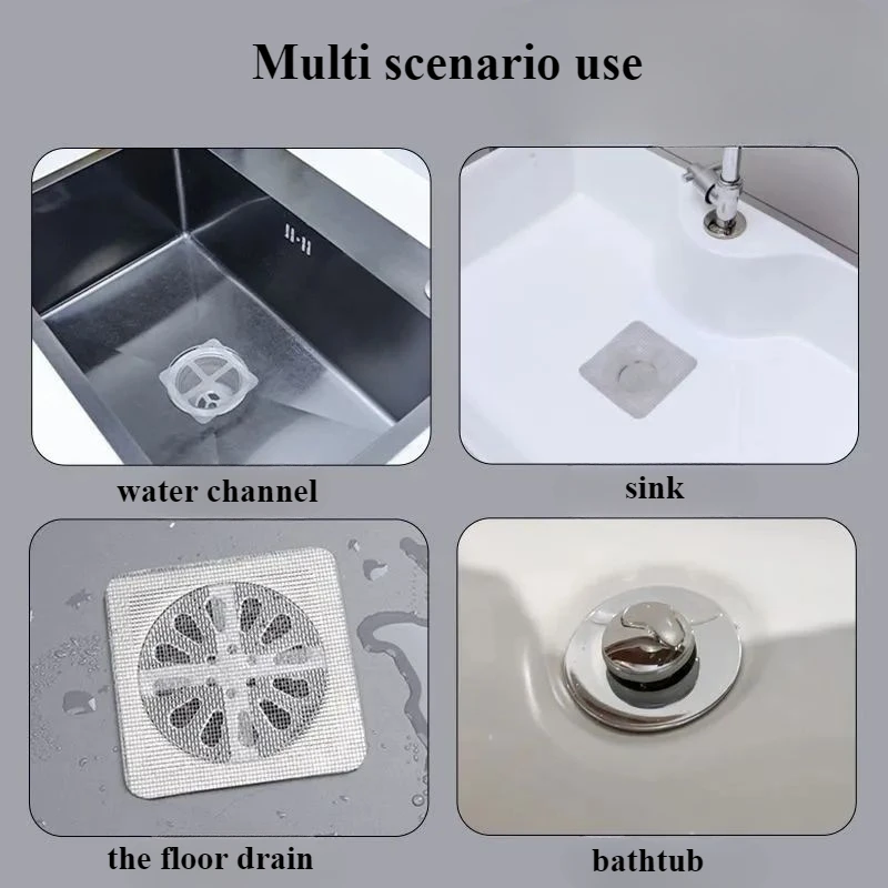 10pcs Floor Drain Filter Sticker Artifact Kitchen Sewer Pipe Anti-small Flying Insects Deodorant Plug Bathroom Sink Strainer