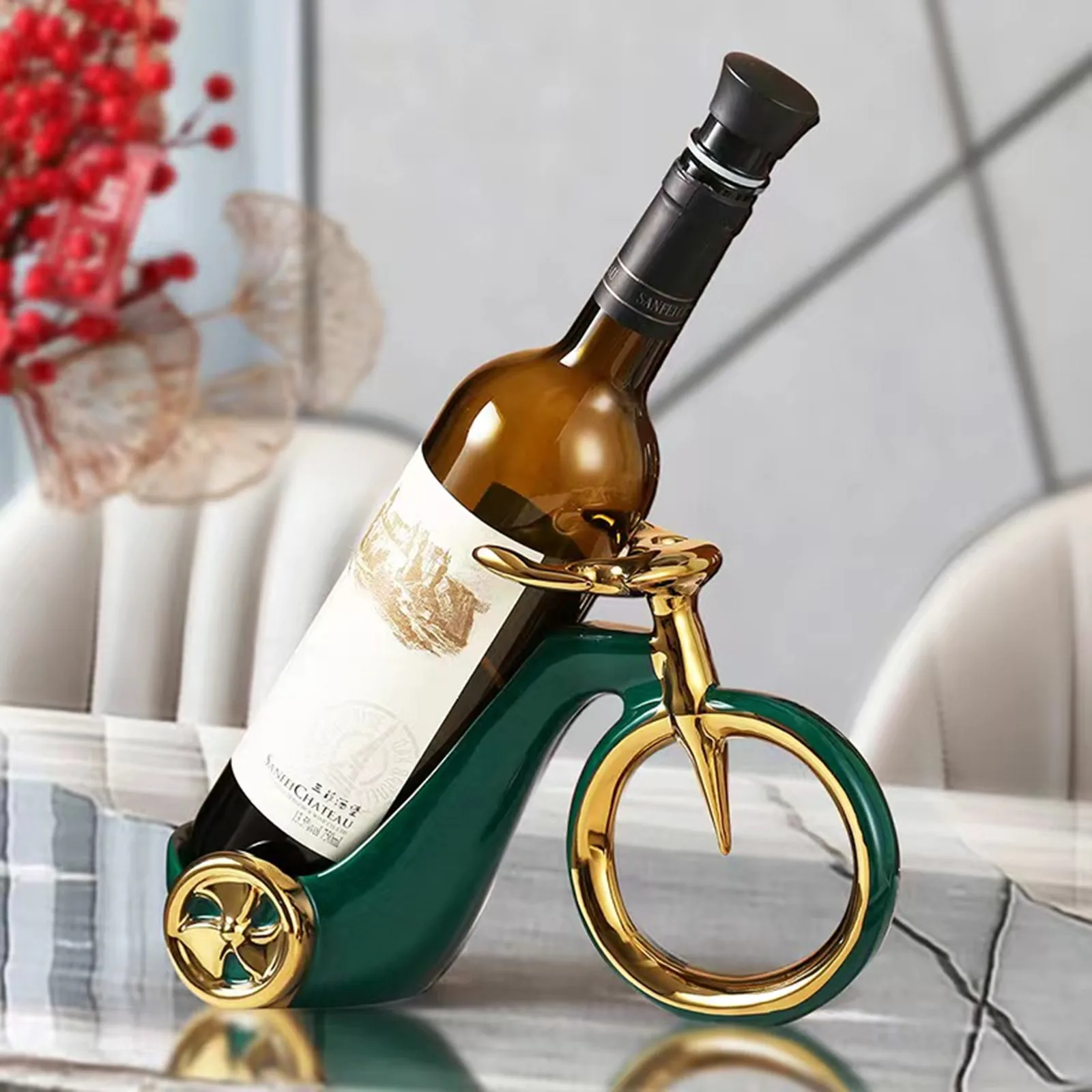 Imagem -05 - Green Bike Wine Rack Ceramic Wine Rack Home Living Room Sala de Jantar Porch Decoração Creative Gift Wine Cabinet 1