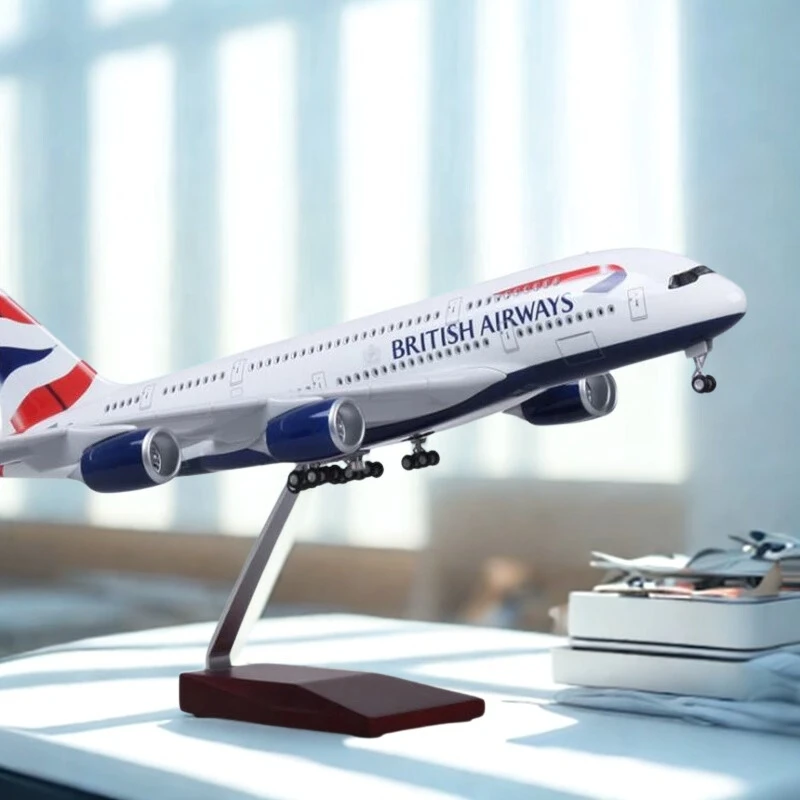 

Airplane Kids Toys Scale 47CM British Airways Airlines A380 Model Plane Diecast Aircraft Model with LED Light Collected Gift By