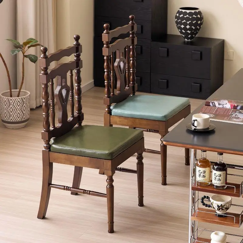 Dining chair Solid wood retro black desk chair Master chair Office Negotiation