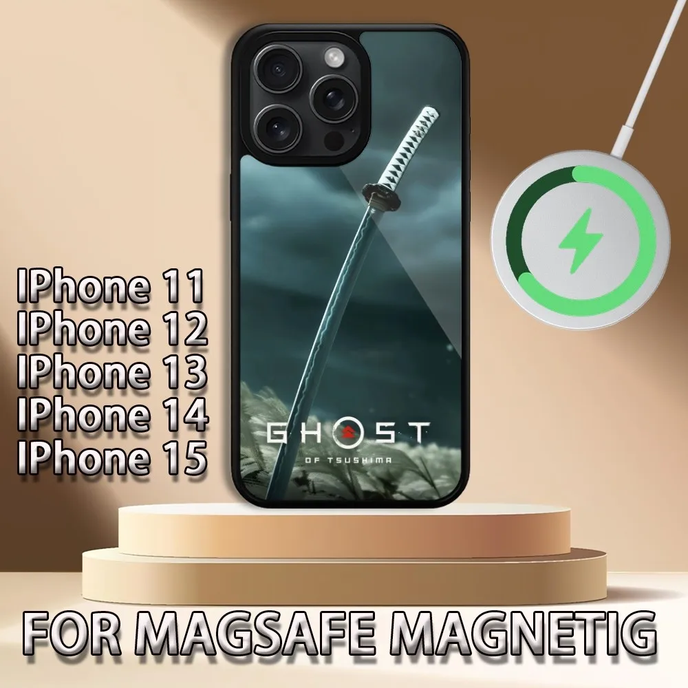 Game G-Ghost of Tsushima  Phone Case For iPhone 15 14 13 12 11 Pro Max Plus Magsafe Magnetic Wireless Charging Cover