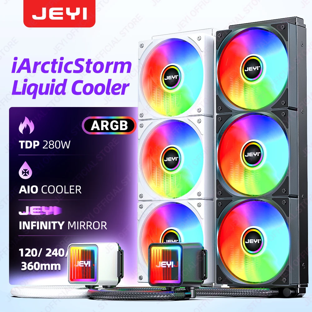 

JEYI 360mm AIO ARGB CPU Water Cooler Refrigeracion Liquida 360mm Water Cooling Infinity Mirror Efficient PWM-Controlled Pump