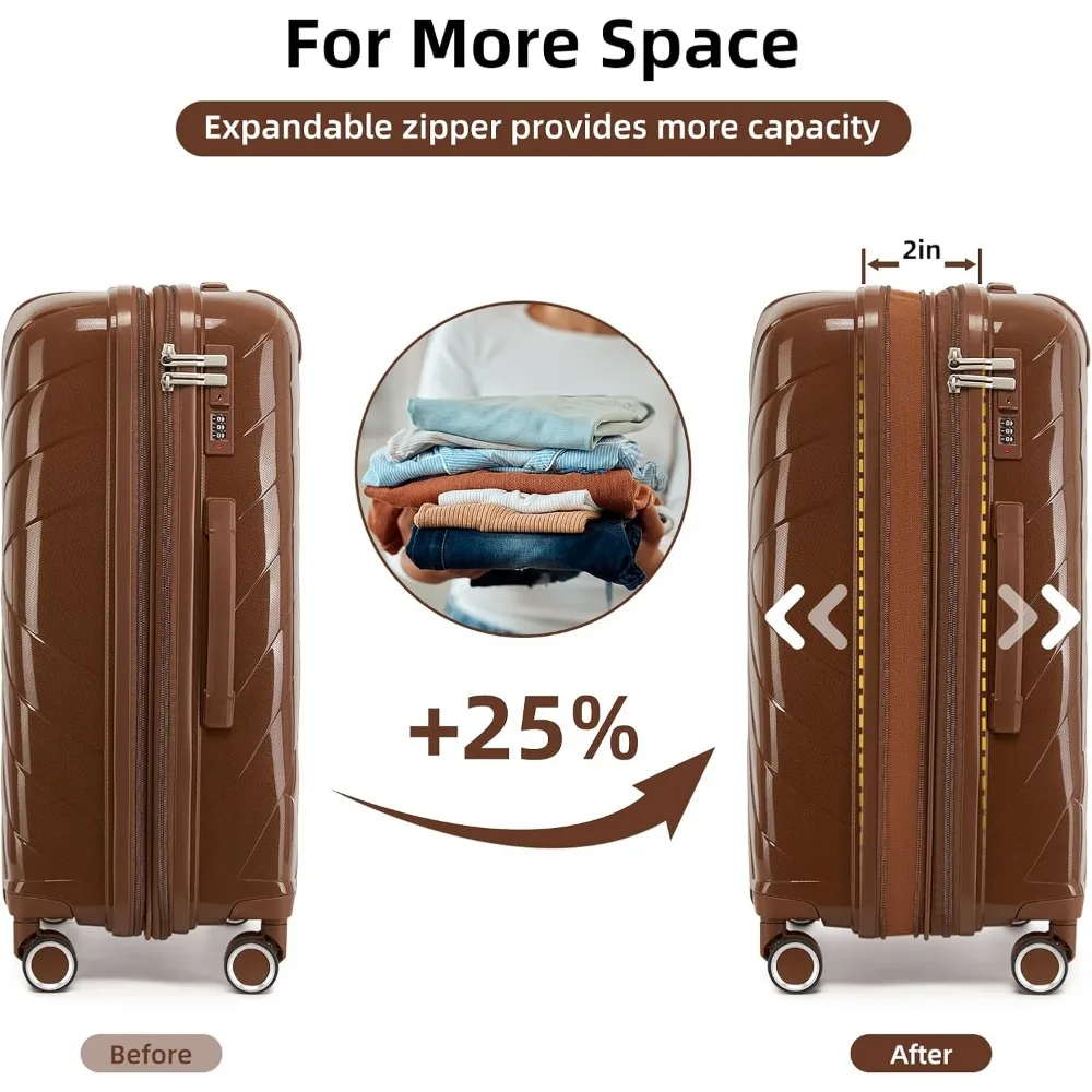 Expandable 20 Inch Hardshell Spinner Luggage, Airline Approved Carry-On Suitcase, 22x14x9 Inches for Travel