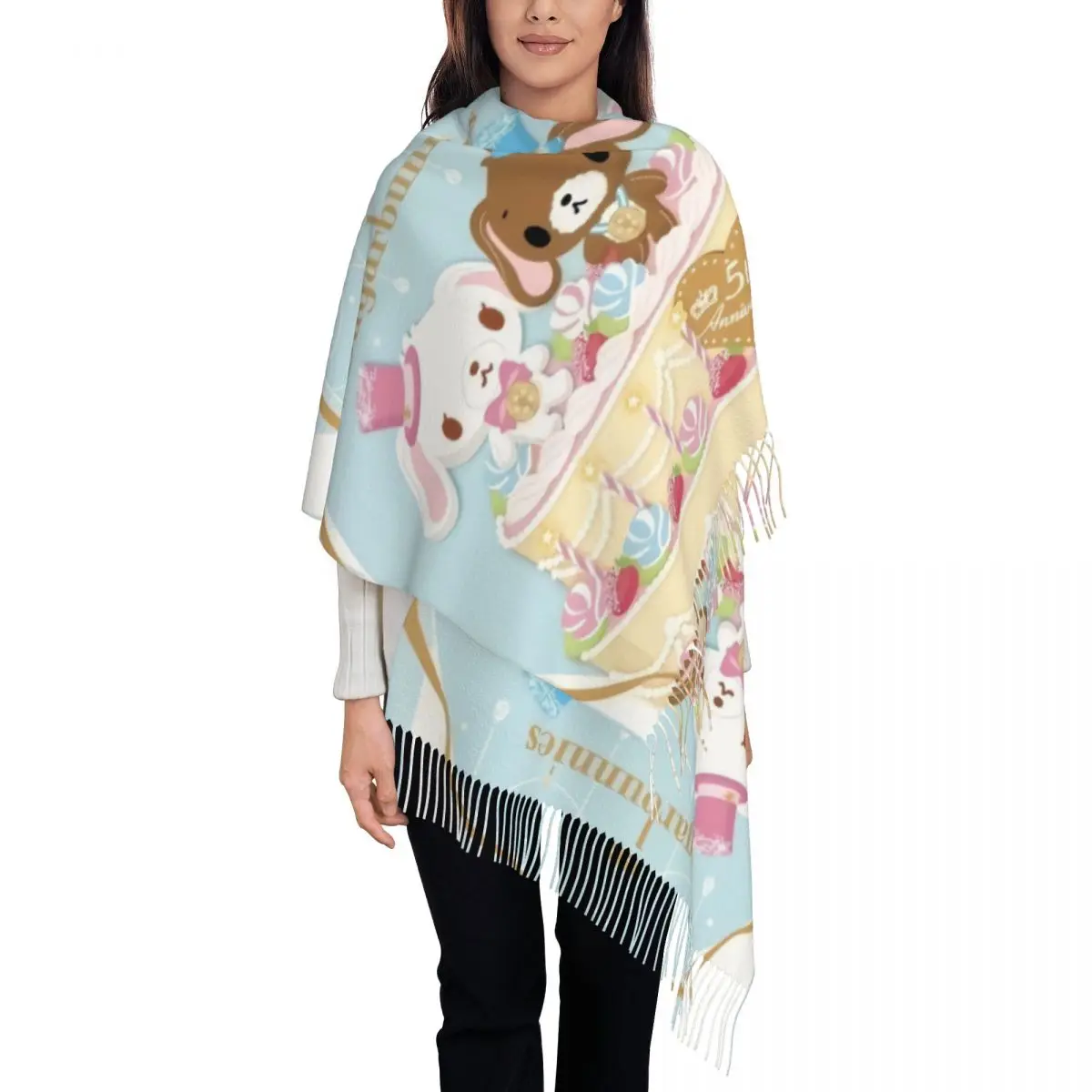 

Пользовательский принт мультфильм Sugarbunnies Sanrio Япония аниме шарф для женщин и мужчин зимние теплые шарфы шаль Wrap