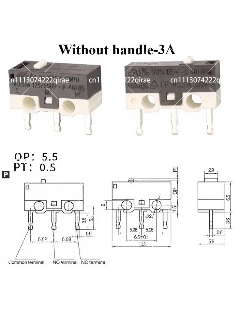 10pcs KW10 3A Micro Switch, Mouse Button Tap Touch Switch, Stroke Limit 125/250V Accessories