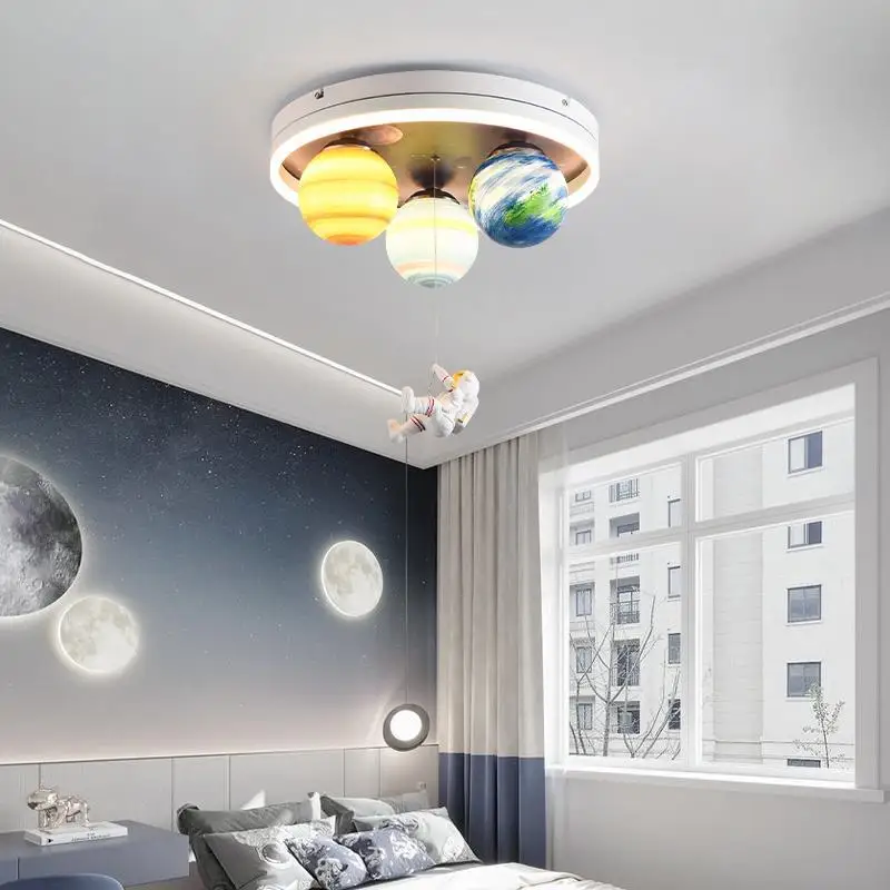 Astronaut Modern Led Ceiling Light Creative Planet Lamp for Children's Room Dining Study Kindergarten Lighting