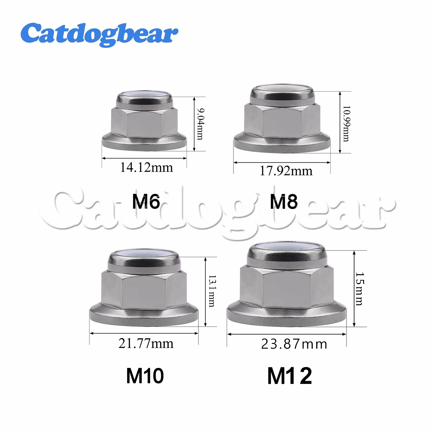 Catdogber Titanium  M14 1.5mm Pitch Flange Nut Srew Bolts for Motorcycle Bicycle Flange Nylon Lock Nuts