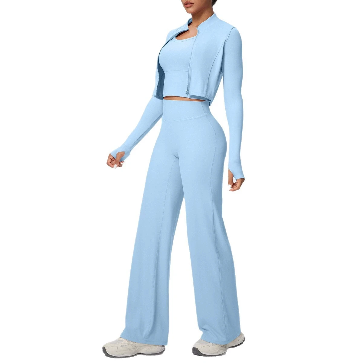 

3PCS Women's Sportswear Yoga Set Outdoor Recreation Athletic Wear Sports Elastic Gym Legging Fitness Vest Long Sleeve Yoga Suits