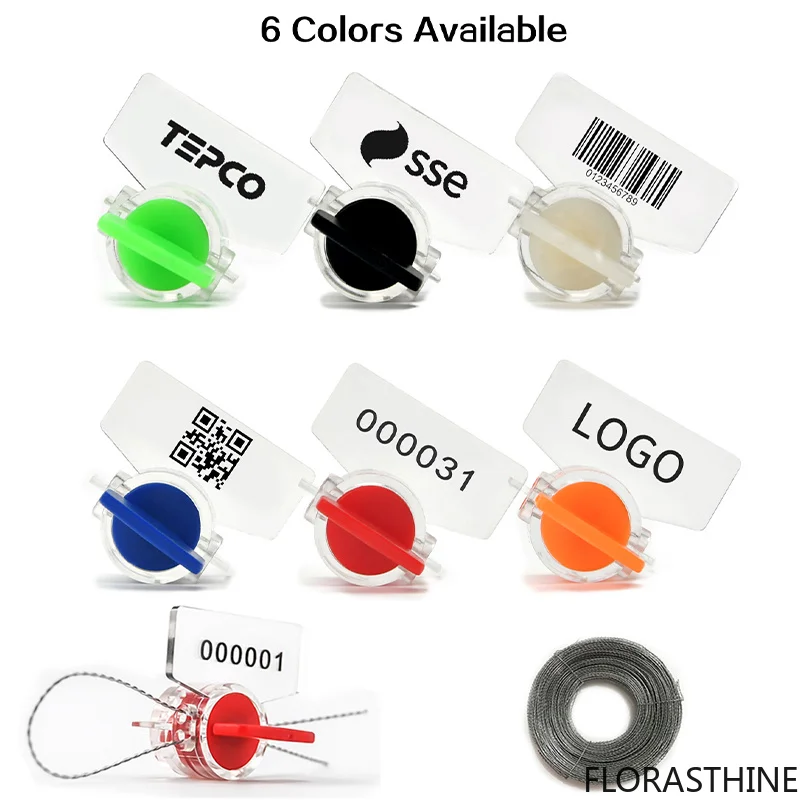 100PCS Tamper-Evident Meter Seals with Numbered Plastic Tags for Security Energy/medical/plant （.）