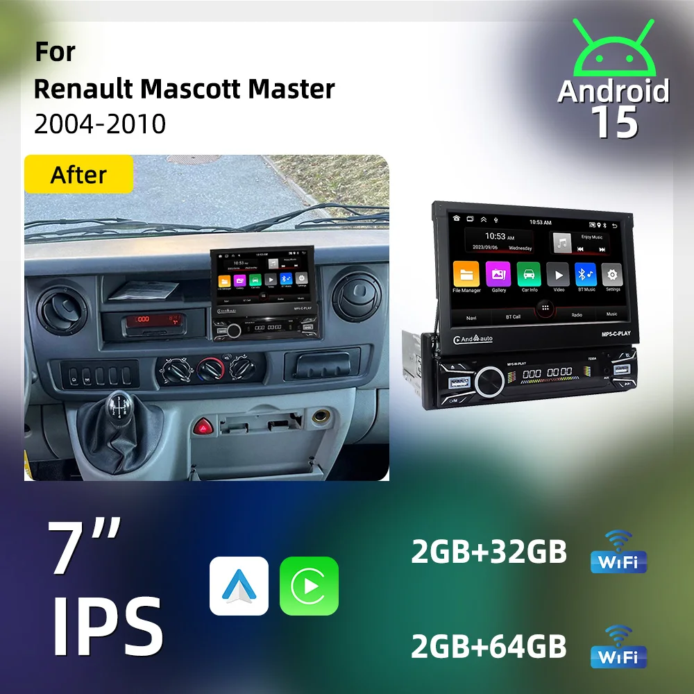 Car Radio for Renault Mascott Master 2004-2010 Multimedia Android 1Din 7