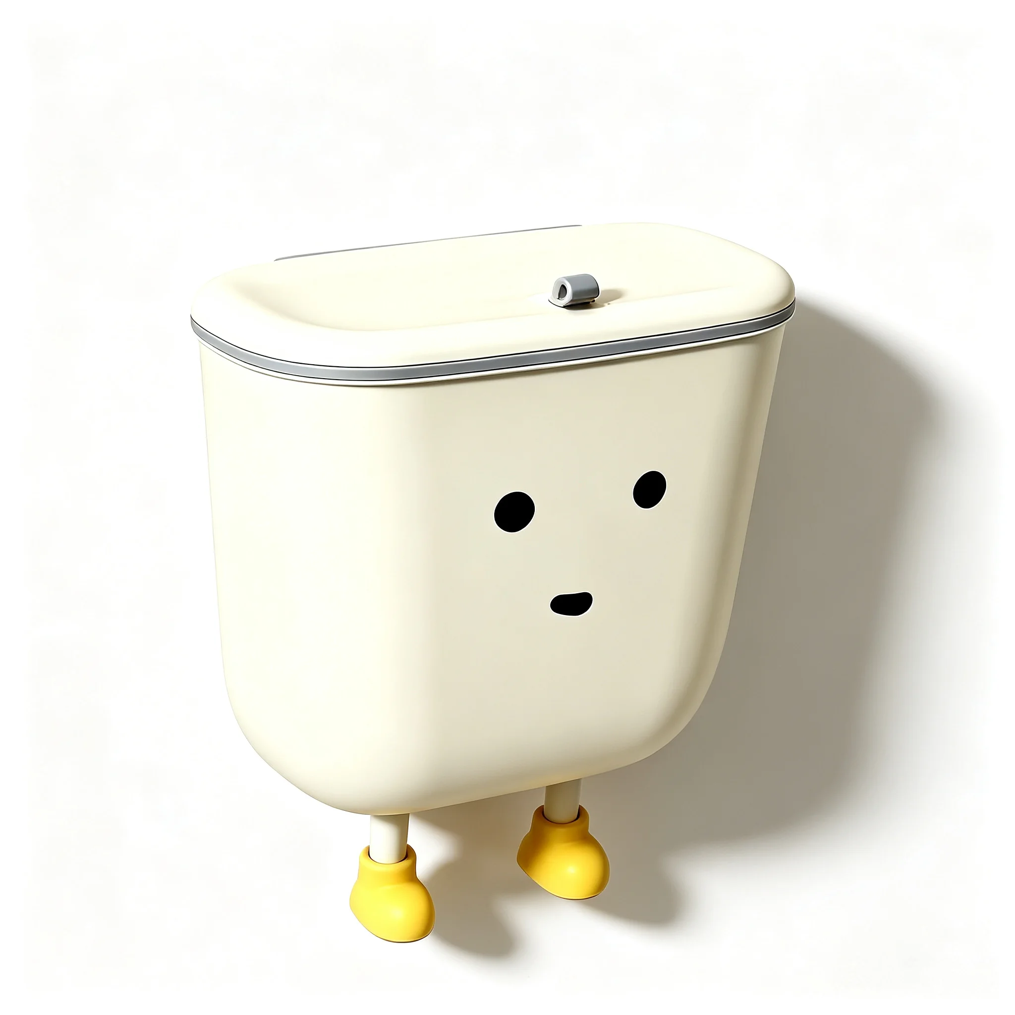 Cute Doodle Face Wall Hanging Trash Can with Lid, Wall Mount Waste Basket for Apartment, Office Cubicle & Dormitory