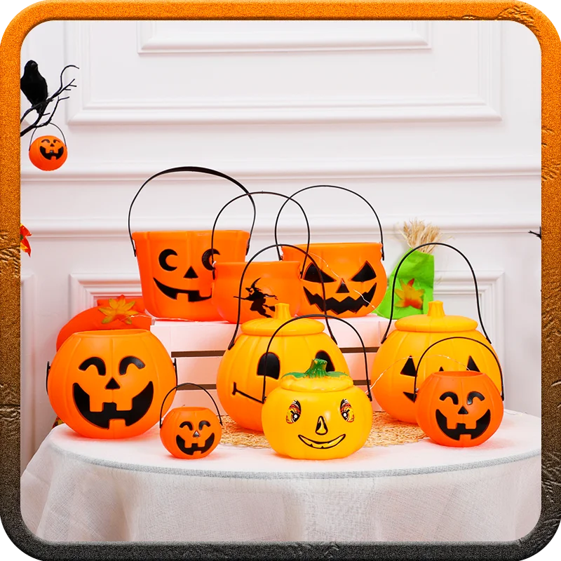 

Новая популярная Хэллоуин Тыква банка украшения для хеллоуина, тыква ведро с крышкой треугольный глаз Тыква банка Джек-о-фонарь Праздничная игрушка