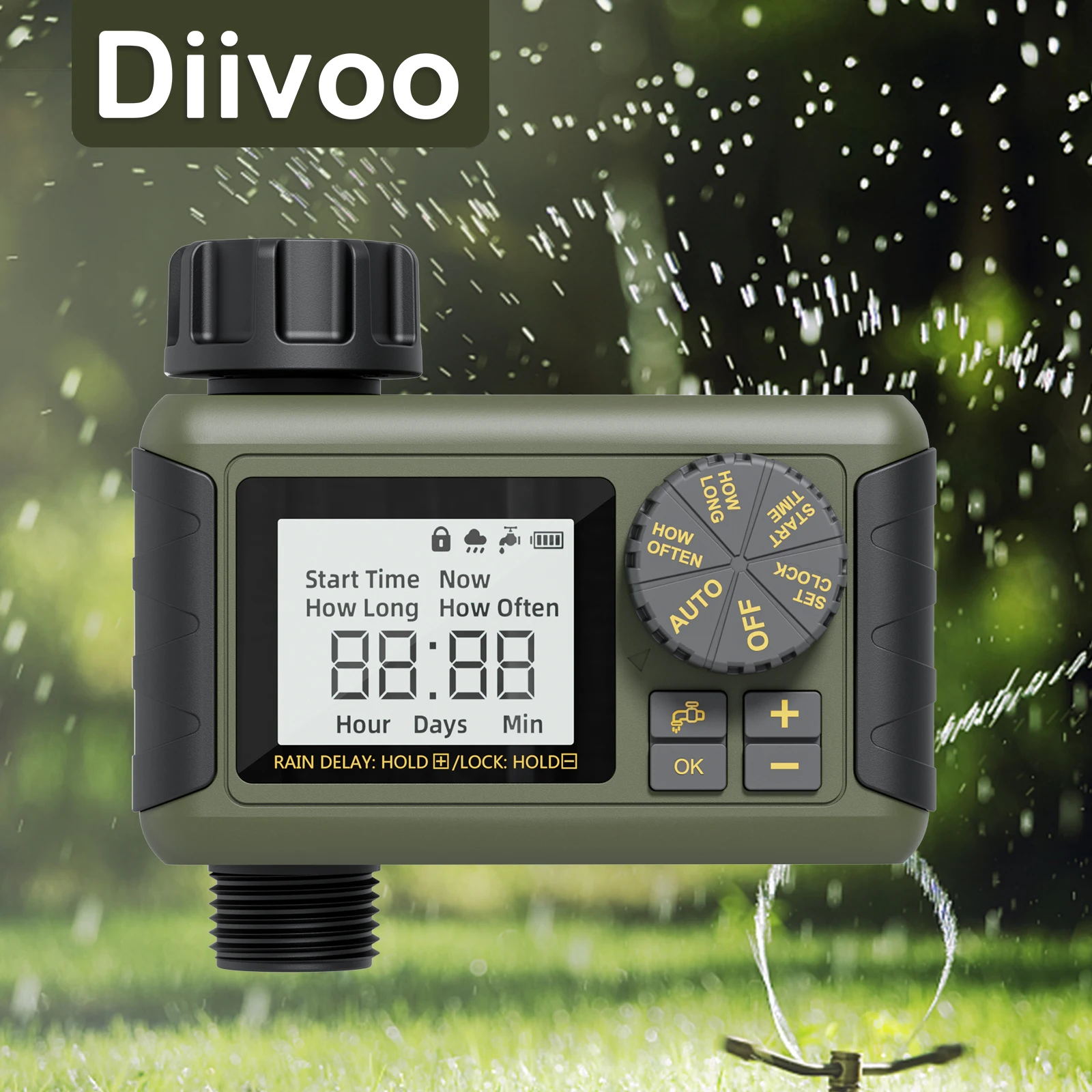 

Diivoo Garden Automatic Irrigation Controller System Sprinkler Controller Programmable Valve Hose Faucet Watering Timer 1/2 Zone