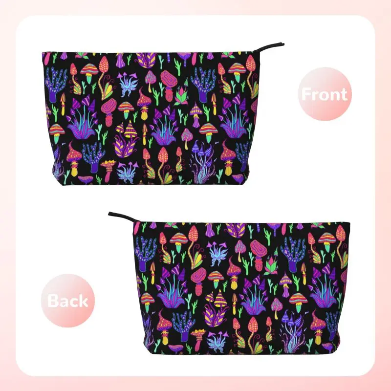 Custom Psychedelic Mushrooms Travel Toiletry Bag Corduroy Cosmetic Makeup Organizer Women Portable Beauty Storage Dopp Kit Box view 2