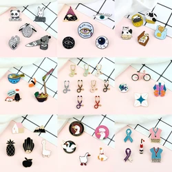 4-9pcs Classic Medical Stethoscope Brooch Cartoon Cute Animal Cats Goose Enamel Pins Punk Eyes Bag Lapel Badge Jewelry Wholesale