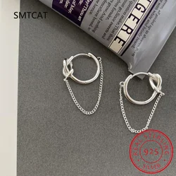 925 Sterling Silver Rope Knot Tassel Hoop Earrings Chain Tie A Knot Design Earrings for Women 925 Stylish Jewelry Gift