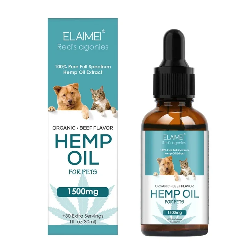 El aceite esencial de semillas de cáñamo para el cuidado del cuerpo del perro de 30 ml alivia el estrés, mejora la piel y el abrigo. Productos para el cuidado de la piel de mascotas.