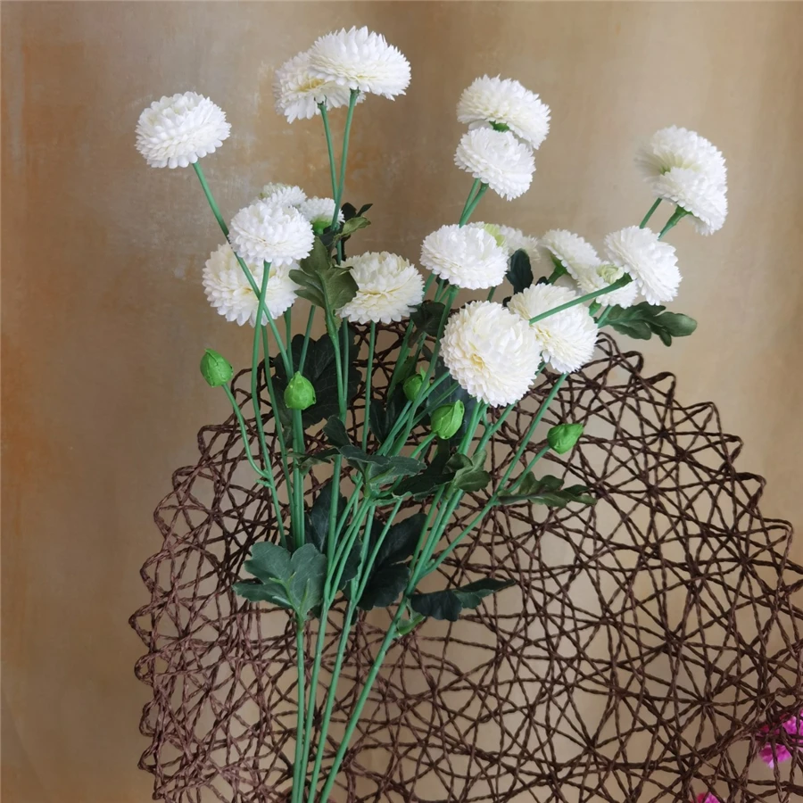 Beautiful 5 Heads Daisy flower Chrysanthemum Silk Artificial Flowers Decoration indie room decor flores artificiales