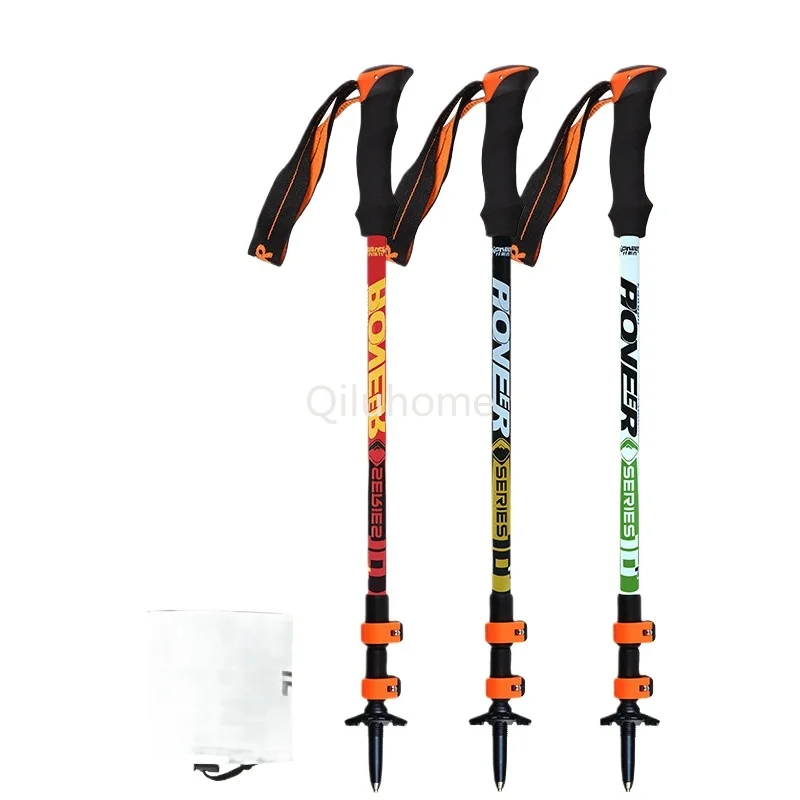 Carbon Carbon Fiber Outer Lock Alpenstock Lightweight Walking Stick Walking Stick with Stick Bag