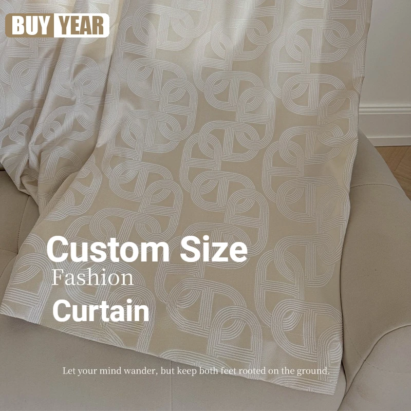 Luxury High Precision Jacquard Curtains Window Cream Color Modern Custom Size Fashion Elegant for Living Dining Room Bedroom