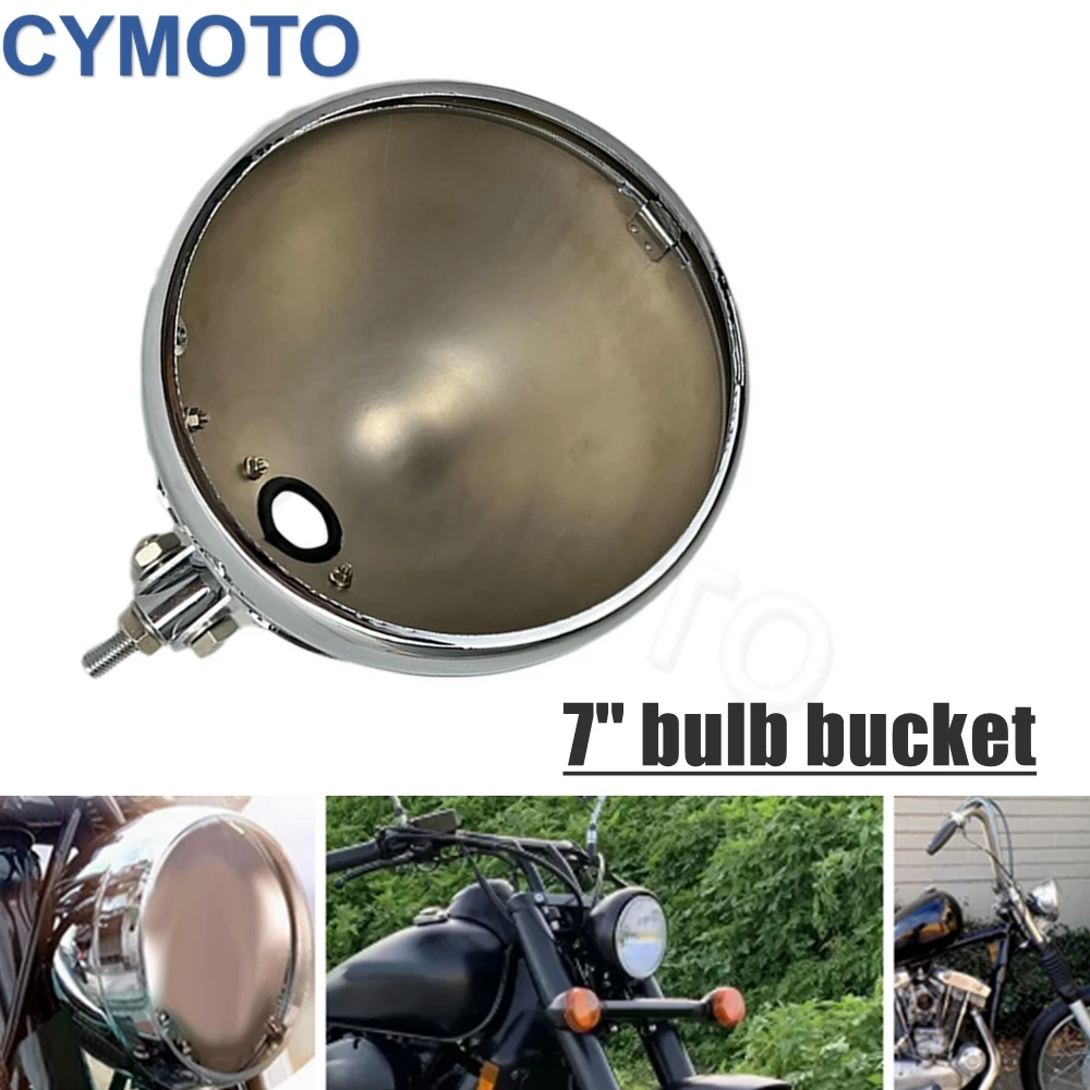 Universal 7\'\' inch Bottom Mount LED Headlight Head Lamp Bucket Housing Lighthouse Shell For Harley Custom Chopper Bobber Honda