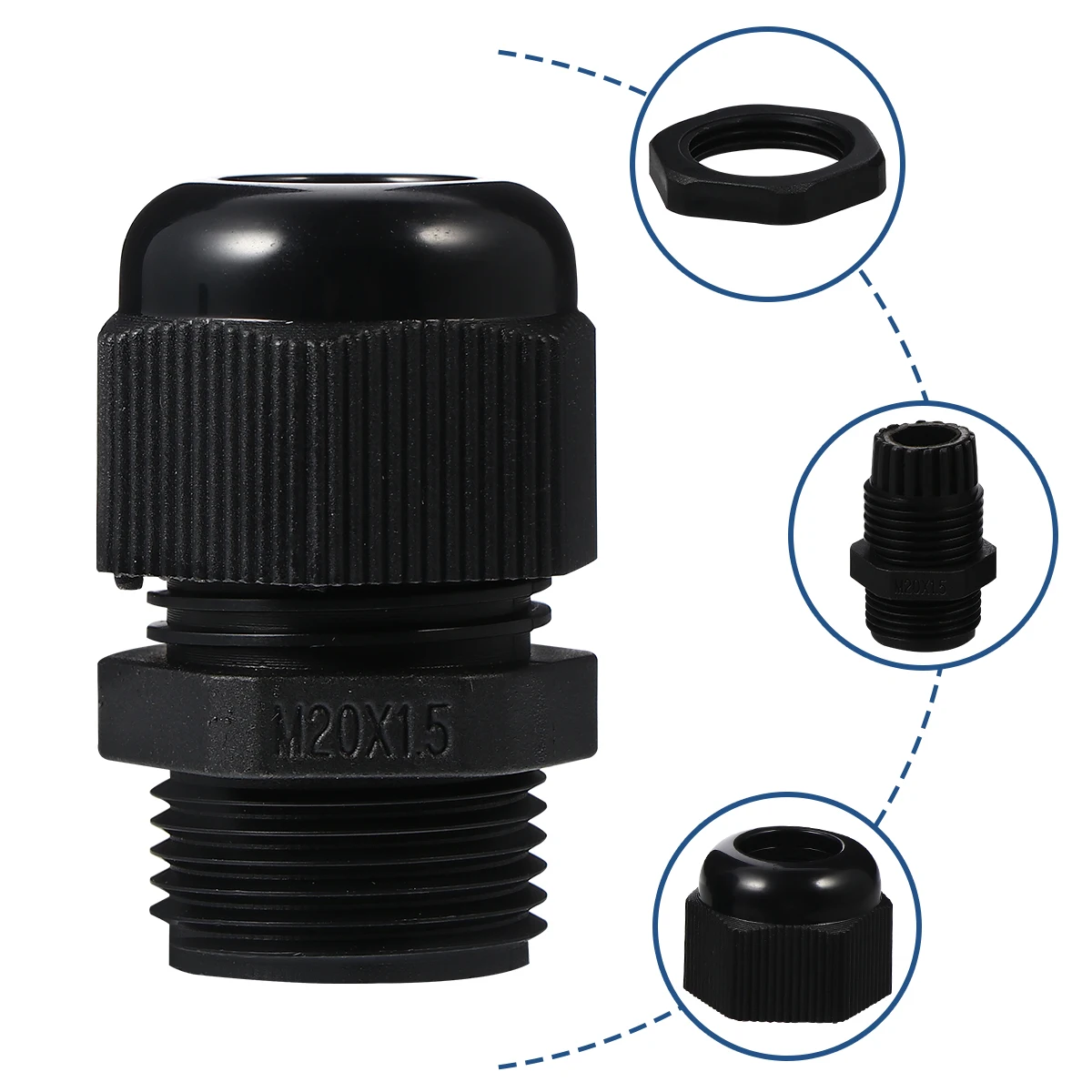 

50PCS PA Nylon Waterproof Cable Glands Durable Connector Terminal Outdoor Wire Electrical IP68 Cable Gland Joint